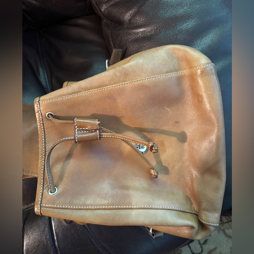 COACH Vintage Light Tan Leather Legacy Drawstring Backpack Bag 9569 small - Picture 16 of 16